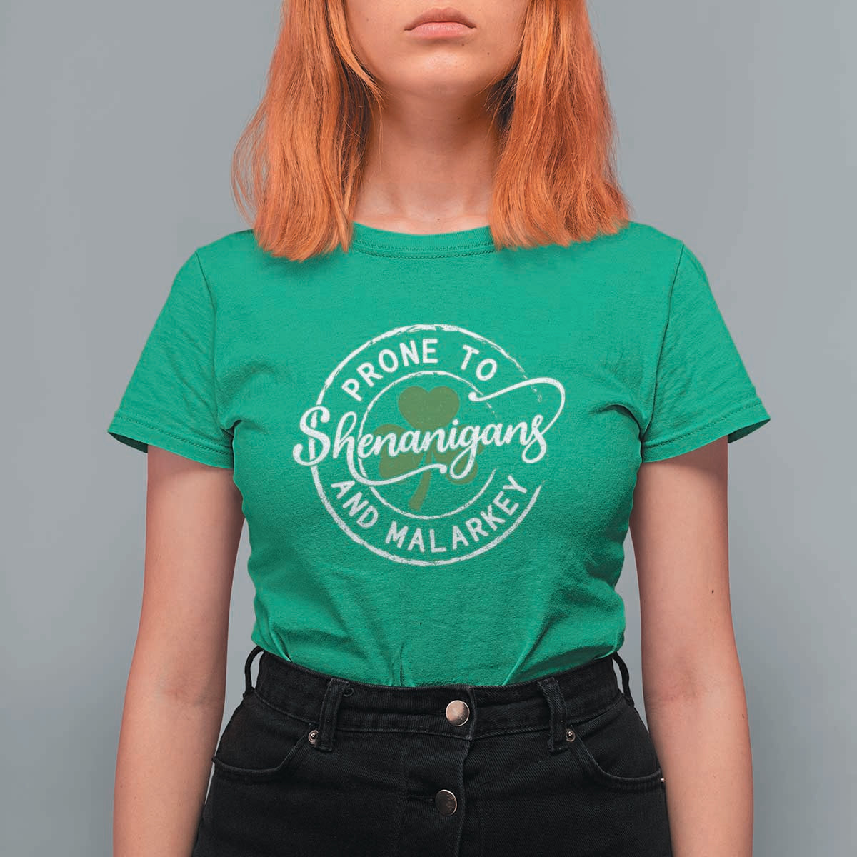 Prone To Shenanigans And Malarkey T Shirt For Women Funny St Patricks Day Irish Shamrock