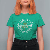 Prone To Shenanigans And Malarkey T Shirt For Women Funny St Patricks Day Irish Shamrock