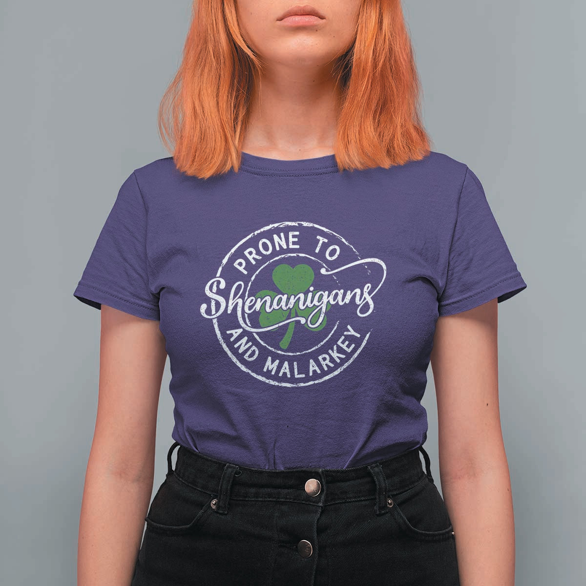 Prone To Shenanigans And Malarkey T Shirt For Women Funny St Patricks Day Irish Shamrock