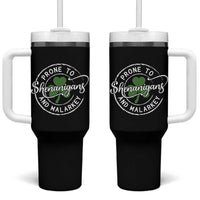 Prone To Shenanigans And Malarkey Tumbler With Handle Funny St Patricks Day Irish Shamrock