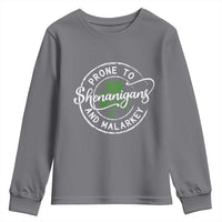 Prone To Shenanigans And Malarkey Youth Sweatshirt Funny St Patricks Day Irish Shamrock
