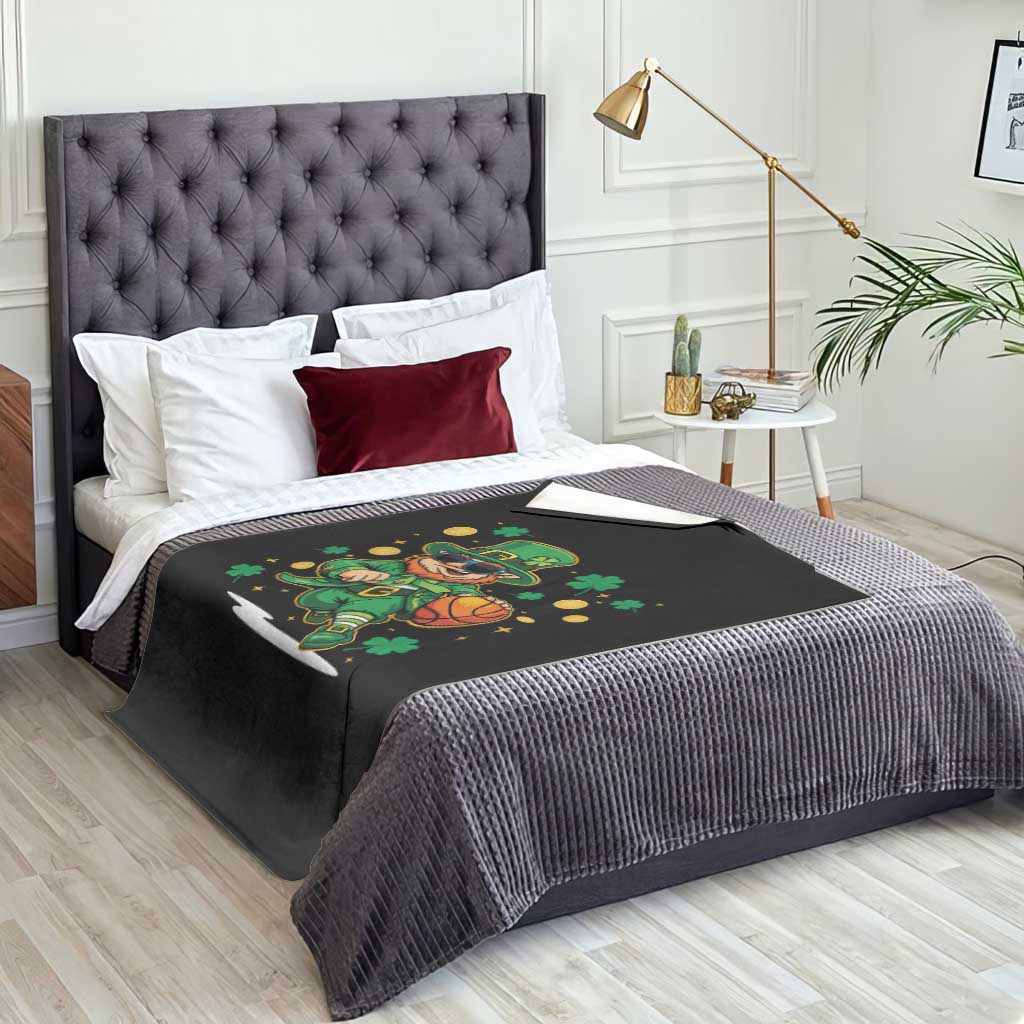 Leprechaun Basketball St Patricks Day Sport Lover Throw Blanket