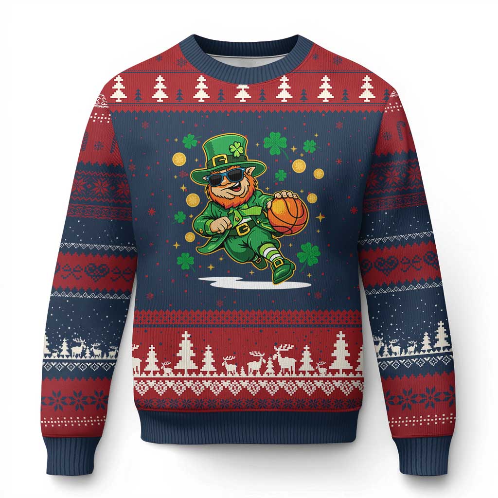 Leprechaun Basketball St Patricks Day Sport Lover Ugly Christmas Sweater