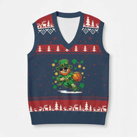Leprechaun Basketball St Patricks Day Sport Lover V-Neck Knit Sweater Vest