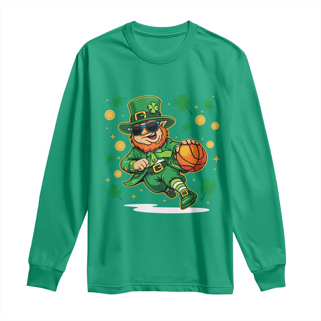 Leprechaun Basketball St Patricks Day Sport Lover Long Sleeve Shirt