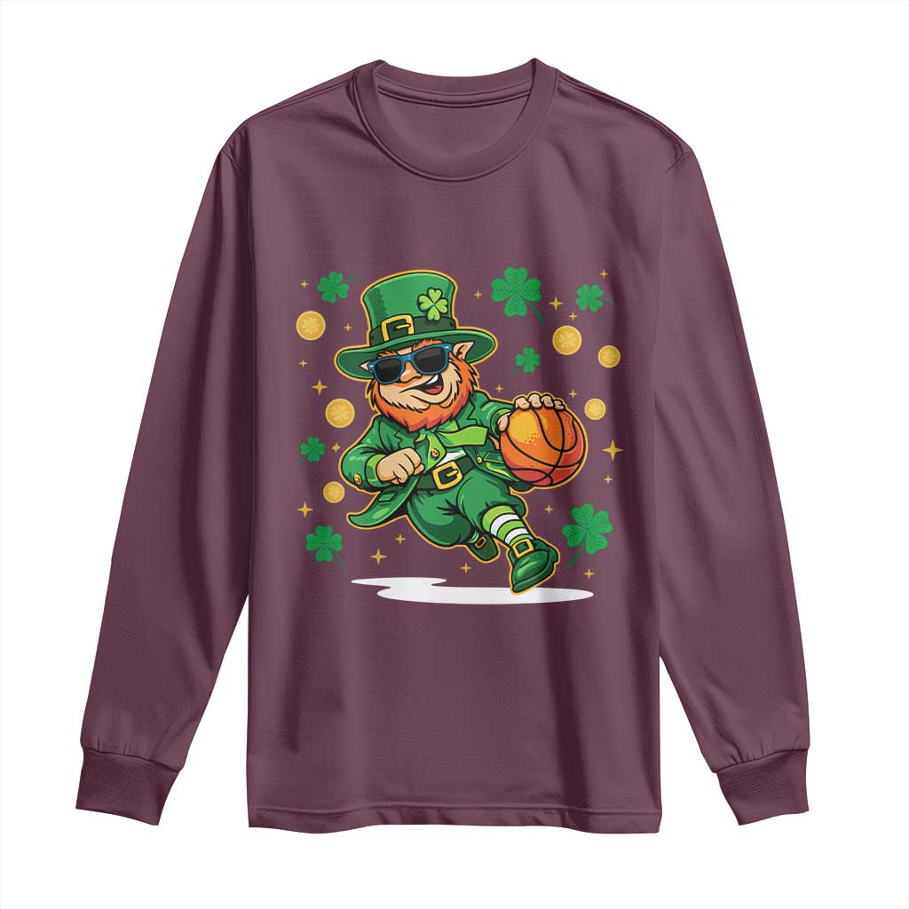 Leprechaun Basketball St Patricks Day Sport Lover Long Sleeve Shirt