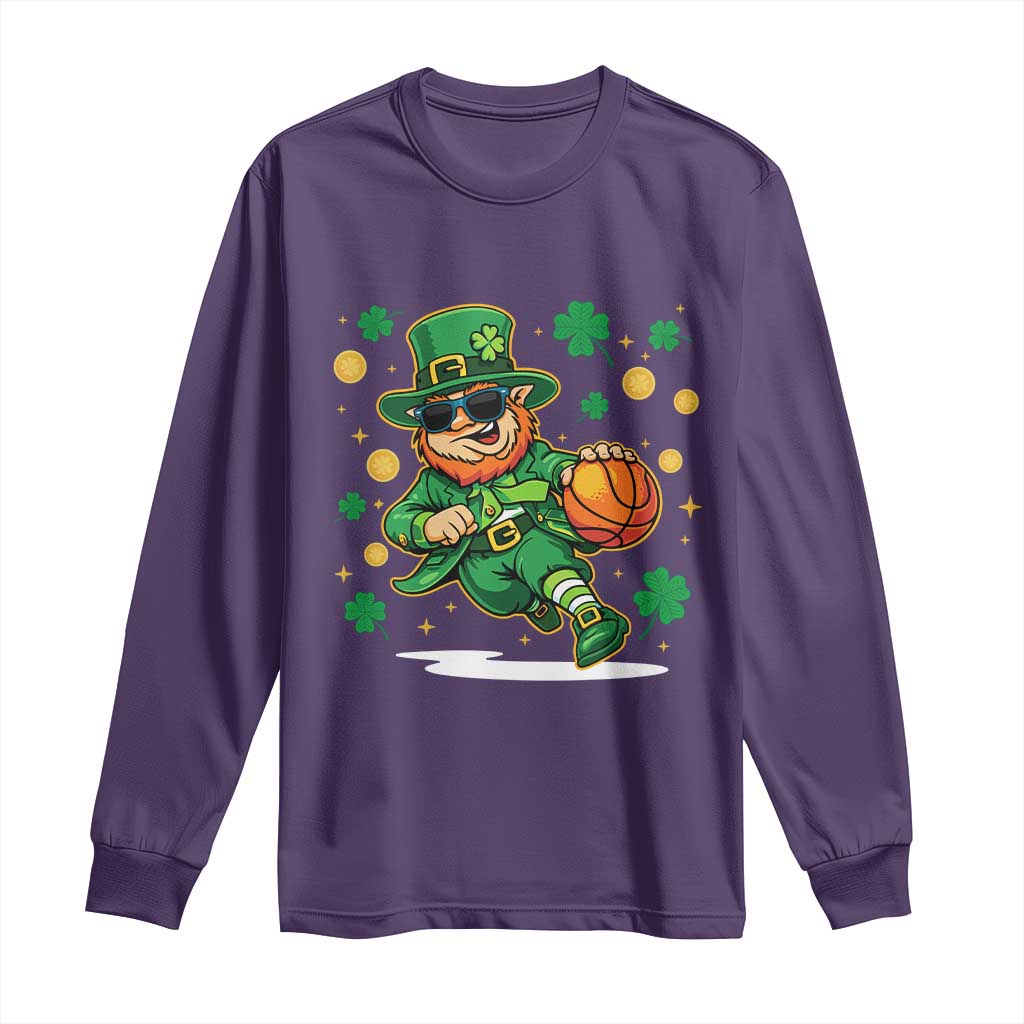 Leprechaun Basketball St Patricks Day Sport Lover Long Sleeve Shirt