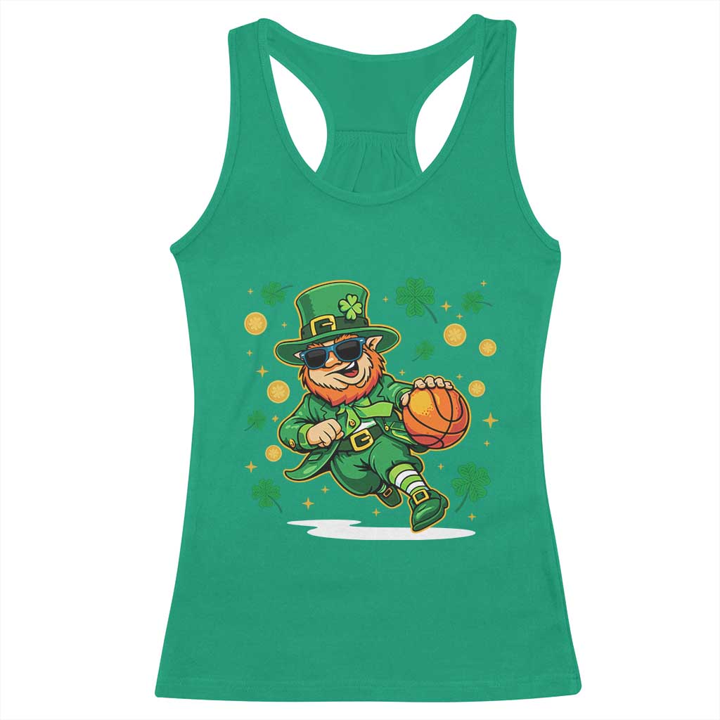 Leprechaun Basketball St Patricks Day Sport Lover Racerback Tank Top