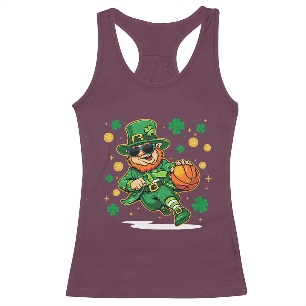 Leprechaun Basketball St Patricks Day Sport Lover Racerback Tank Top