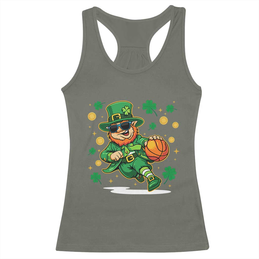 Leprechaun Basketball St Patricks Day Sport Lover Racerback Tank Top