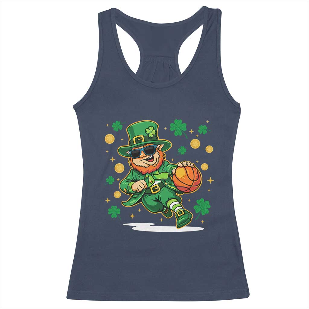 Leprechaun Basketball St Patricks Day Sport Lover Racerback Tank Top
