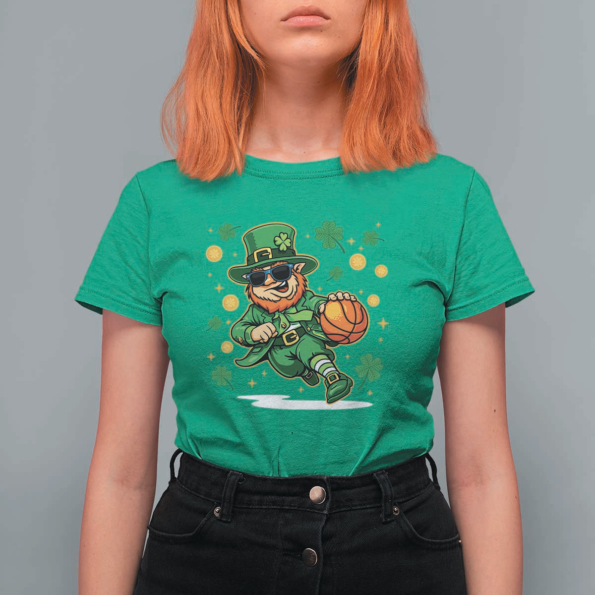 Leprechaun Basketball St Patricks Day Sport Lover T Shirt For Women
