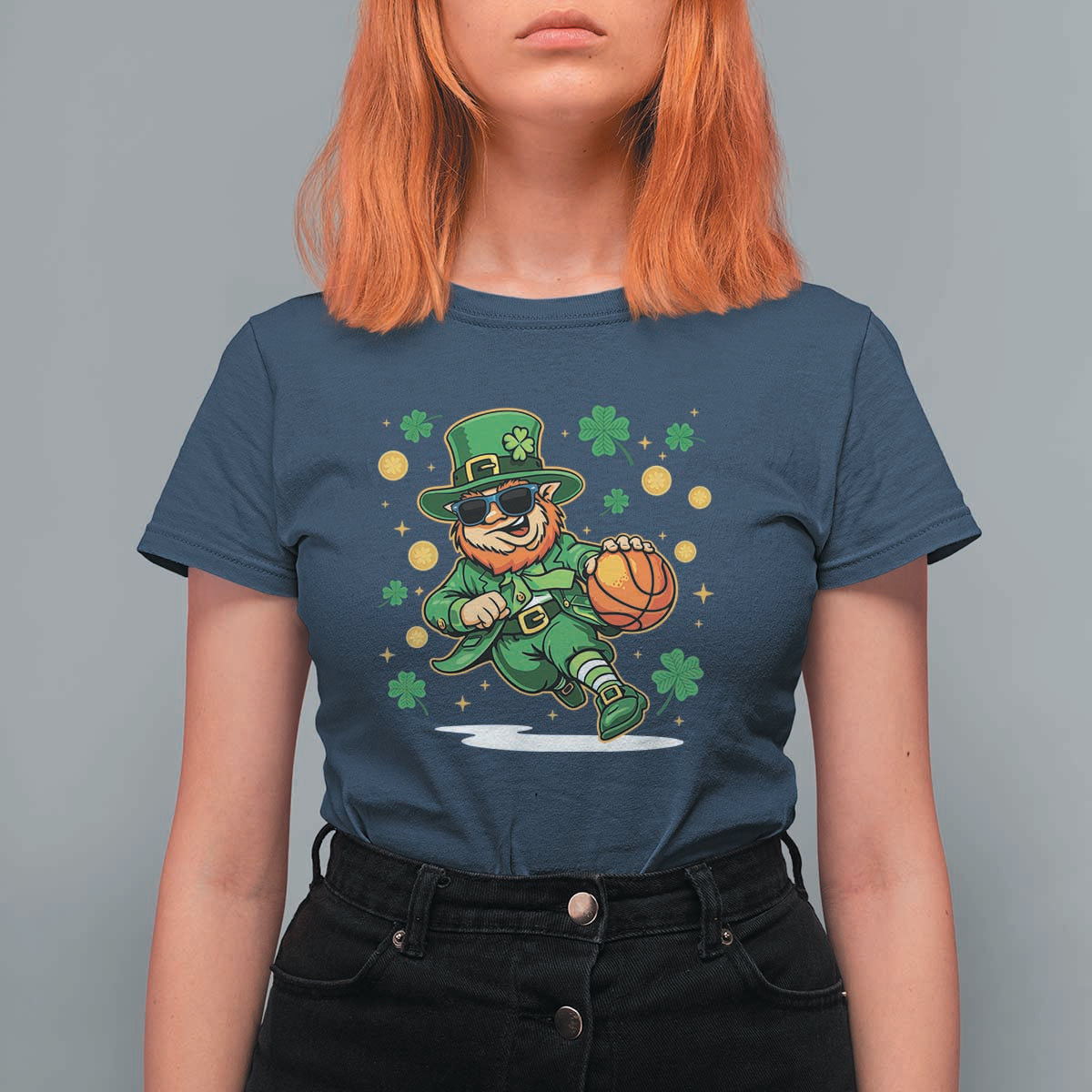 Leprechaun Basketball St Patricks Day Sport Lover T Shirt For Women