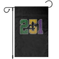 Funny Mardi Gras Mobile Alabama Garden Flag 251 Area Code Glitter Print Fleur De Lis