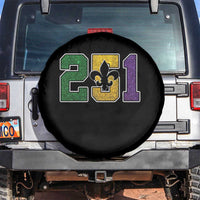 Funny Mardi Gras Mobile Alabama Spare Tire Cover 251 Area Code Glitter Print Fleur De Lis