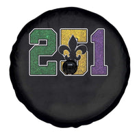 Funny Mardi Gras Mobile Alabama Spare Tire Cover 251 Area Code Glitter Print Fleur De Lis