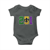 Funny Mardi Gras Mobile Alabama Baby Onesie 251 Area Code Glitter Print Fleur De Lis