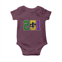 Funny Mardi Gras Mobile Alabama Baby Onesie 251 Area Code Glitter Print Fleur De Lis