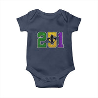 Funny Mardi Gras Mobile Alabama Baby Onesie 251 Area Code Glitter Print Fleur De Lis