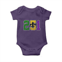 Funny Mardi Gras Mobile Alabama Baby Onesie 251 Area Code Glitter Print Fleur De Lis
