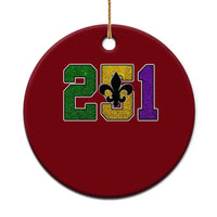 Funny Mardi Gras Mobile Alabama Ceramic Ornament 251 Area Code Glitter Print Fleur De Lis