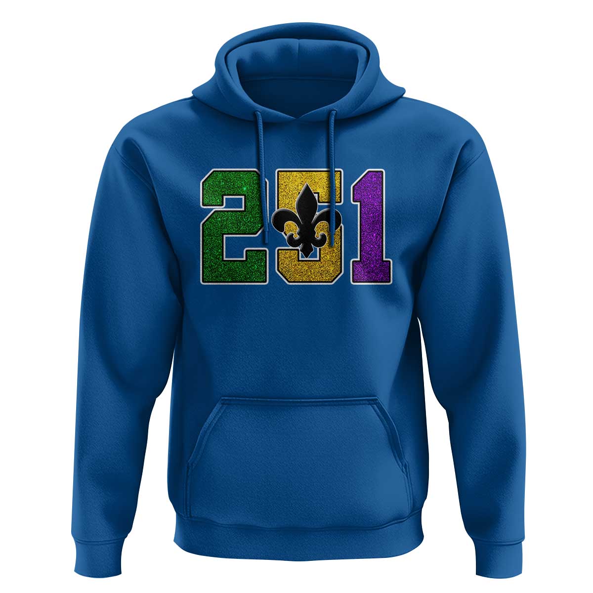 Funny Mardi Gras Mobile Alabama Hoodie 251 Area Code Glitter Print Fleur De Lis