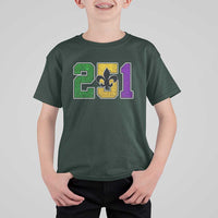 Funny Mardi Gras Mobile Alabama T Shirt For Kid 251 Area Code Glitter Print Fleur De Lis