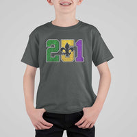 Funny Mardi Gras Mobile Alabama T Shirt For Kid 251 Area Code Glitter Print Fleur De Lis