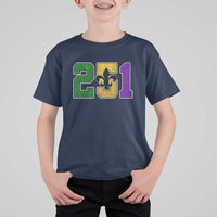 Funny Mardi Gras Mobile Alabama T Shirt For Kid 251 Area Code Glitter Print Fleur De Lis