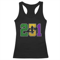 Funny Mardi Gras Mobile Alabama Racerback Tank Top 251 Area Code Glitter Print Fleur De Lis
