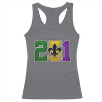 Funny Mardi Gras Mobile Alabama Racerback Tank Top 251 Area Code Glitter Print Fleur De Lis