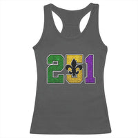 Funny Mardi Gras Mobile Alabama Racerback Tank Top 251 Area Code Glitter Print Fleur De Lis
