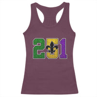Funny Mardi Gras Mobile Alabama Racerback Tank Top 251 Area Code Glitter Print Fleur De Lis