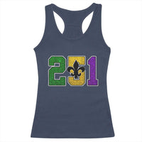Funny Mardi Gras Mobile Alabama Racerback Tank Top 251 Area Code Glitter Print Fleur De Lis