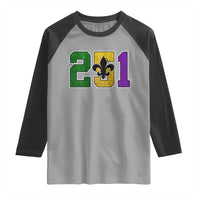 Funny Mardi Gras Mobile Alabama Raglan Shirt 251 Area Code Glitter Print Fleur De Lis