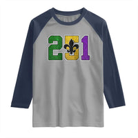 Funny Mardi Gras Mobile Alabama Raglan Shirt 251 Area Code Glitter Print Fleur De Lis