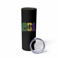 Funny Mardi Gras Mobile Alabama Skinny Tumbler 251 Area Code Glitter Print Fleur De Lis