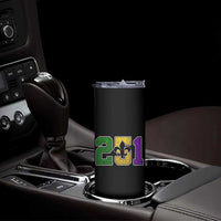 Funny Mardi Gras Mobile Alabama Skinny Tumbler 251 Area Code Glitter Print Fleur De Lis