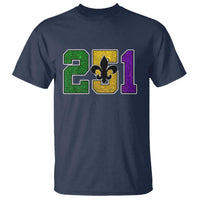 Funny Mardi Gras Mobile Alabama T Shirt 251 Area Code Glitter Print Fleur De Lis