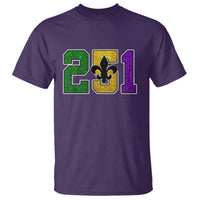 Funny Mardi Gras Mobile Alabama T Shirt 251 Area Code Glitter Print Fleur De Lis