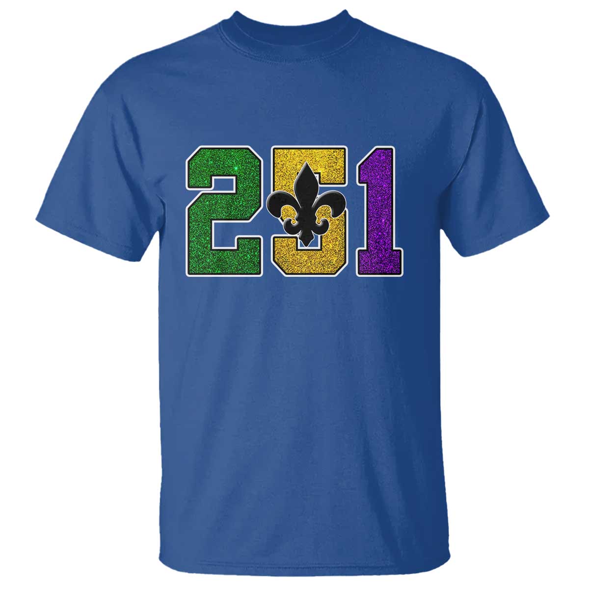Funny Mardi Gras Mobile Alabama T Shirt 251 Area Code Glitter Print Fleur De Lis