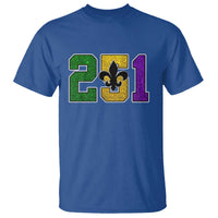 Funny Mardi Gras Mobile Alabama T Shirt 251 Area Code Glitter Print Fleur De Lis
