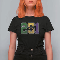 Funny Mardi Gras Mobile Alabama T Shirt For Women 251 Area Code Glitter Print Fleur De Lis