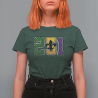 Funny Mardi Gras Mobile Alabama T Shirt For Women 251 Area Code Glitter Print Fleur De Lis