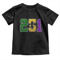 Funny Mardi Gras Mobile Alabama Toddler T Shirt 251 Area Code Glitter Print Fleur De Lis