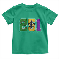 Funny Mardi Gras Mobile Alabama Toddler T Shirt 251 Area Code Glitter Print Fleur De Lis