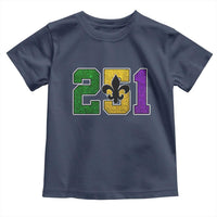 Funny Mardi Gras Mobile Alabama Toddler T Shirt 251 Area Code Glitter Print Fleur De Lis