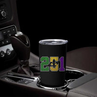 Funny Mardi Gras Mobile Alabama Tumbler Cup 251 Area Code Glitter Print Fleur De Lis