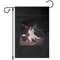 Funny Cigarette And Drinking Irish Stout Beer Cat Meme Garden Flag