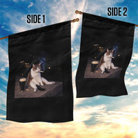 Funny Cigarette And Drinking Irish Stout Beer Cat Meme Garden Flag
